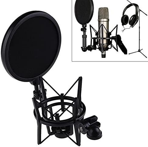 UXZDX Professional Microphone Stand Mic Shock Mount sa štitom artikulirajući nosač držača glave za studijsku emisiju