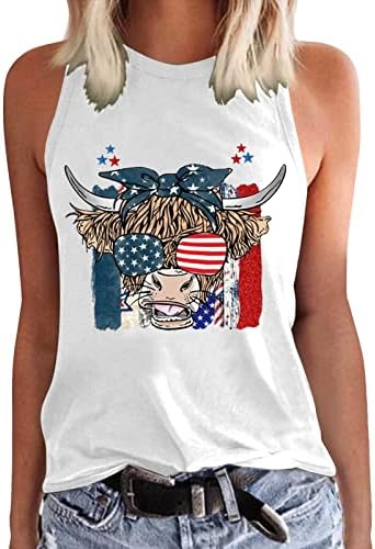 4. srpnja, košulje za žene s američkom zastavom, ljetni vrhovi bez rukava s okruglim vratom, majica sa zvjezdanim prugama, Ležerne