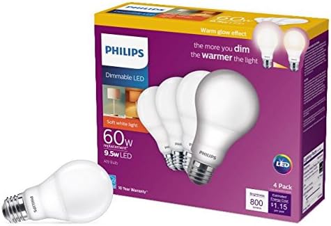 LED svjetiljka s toplim sjajem od 800 lumena 2200-2700 Kelvina 9,5 vata baza od 926 mat, nježno bijela, 4 pakiranja