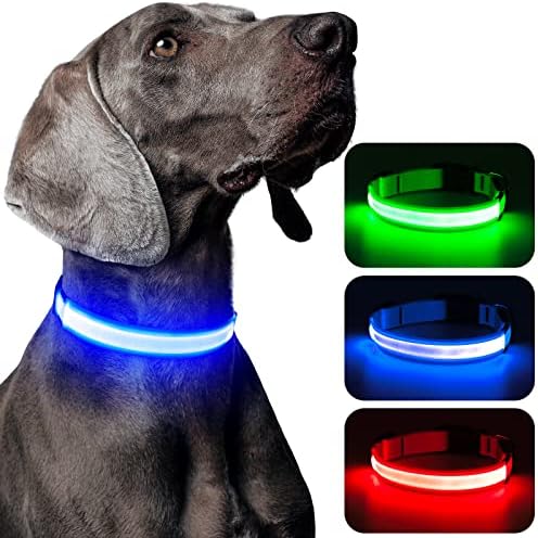 Domagiker vođeni ovratnik za pse - punjiv, reflektivni, podesivi užareni ovratnik štenaca - treptajuća svjetla za ogrlicu za noćno