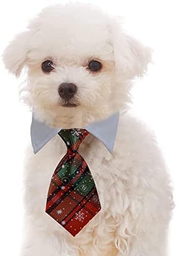 Mačji ovratnik s zvonom božićni izvrsni pseći kravate s pramčanim kravatama Bell Elastics Slatka snježna pahuljica traka karirana većinu