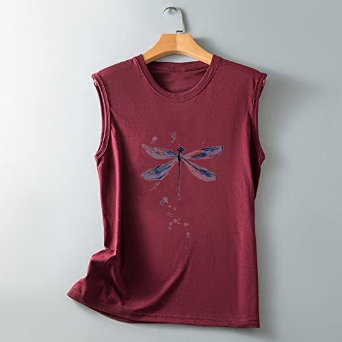 Camisetas sin mangas recortadas mujer camiseta con estampado cvjetni de mariposa camiseta sin mangas con cuello redondo