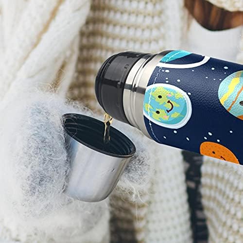 Koža od nehrđajućeg čelika Kožni vakuum izolirana šalica šarene planete licem crtani svemir termos boca za vodu za vruća i hladna pića