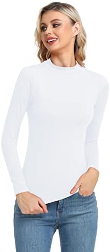 Ženske osnovne toplinske gornjeg gornjeg gornjeg dijela majice za vrat s dugim rukavima Slim fit sloj meki vrh