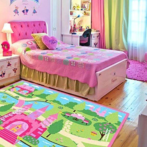 Huahoo ružičasta djevojčica spavaća soba prostirka crtani dvorac djeca prostirka spavaća soba podne prostirke najlon crtić za djecu