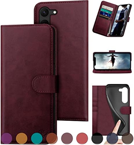 DuckSky za Samsung Galaxy S23 5G torbica-novčanik od prave kože 【Zaključavanje RFID 【】 za Držač za 4 kreditne kartice 【】 za Prave kože】