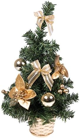Pametne kreacije 16 inčni umjetni mini božićno drvce, ukras za kuću na stolu, zlatna vrpca