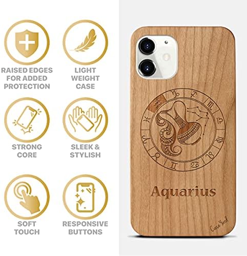 Caseard Wood Telefon futrola za iPhone 11 laserski ugravirani Aquarius Sign Dizajn Cherry Wood Kompatibilno iPhone kućište zaštitni