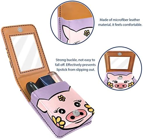 Oryuekan futrola za usne s ogledalom slatka prijenosna torbica za šminku, kozmetička torba, crtana životinjska svinja suncokret