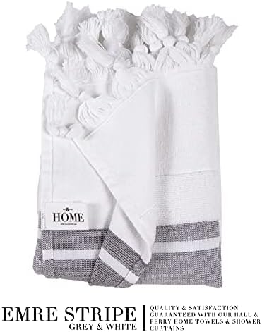 Hall & Perry turski preveliki ručnik za kupanje u bijeloj boji sa sivim prugama za kupaonicu, plažu, bazen, dom, pamučni peshtemal,