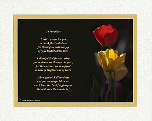Nećakinja s zahvalnošću molitve za pjesmu nećakinje. Fotografija tulipana, 8x10 dvostruko matirano. Rođendan ili božićni pokloni za