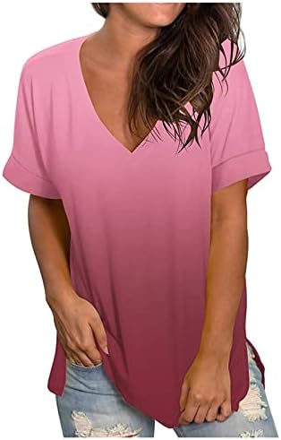 Ležerna košulja za žene jesenski ljetni kratki rukav v gradijent gradijenta grafičke bluze majice dame odjeće trendi UO