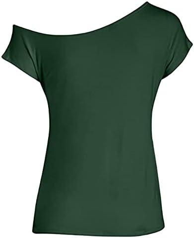 2023 Ležerne majice kratkih rukava s ramena, opuštene seksi jednobojne osnovne tunike, majice, bluze