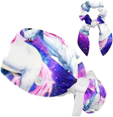 Unicorn Galaxy Starry Sky Podesivi kapica s gumbom, rad sa šeširom znoja s lukom kose Scrency
