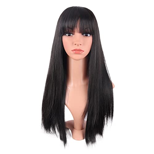 22 inča / 56 cm ženske duge ravne ravne šiške sintetička kosa od vlakana otpornih na toplinu za zabavu perika za igranje