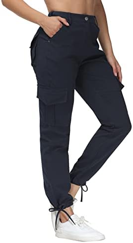 Dafensi ženski pamučni teretni elastični struk Pješačke hlače Lagane vanjske hlače visokog struka s džepovima