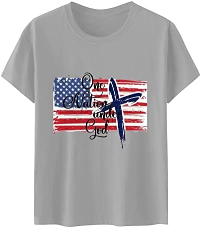 Trendi vrhovi za žene Summer casual majica kratkih seeve majica American Flag Print Loose Top Star Stripes Graphic Tee Tops