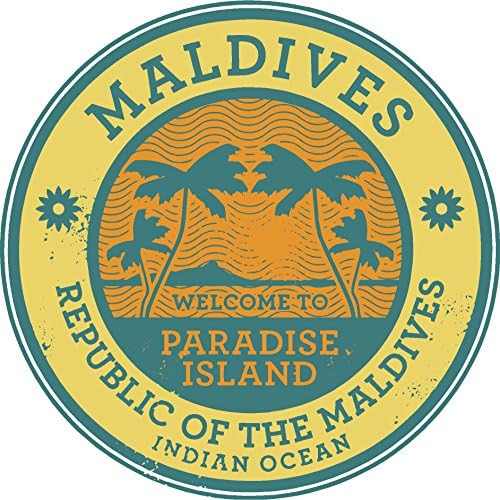 Oval Paradise Island Maldivi 4x4 inča naljepnica naljepnica Die Cut Vinil - napravljen i otpremljen u SAD -u