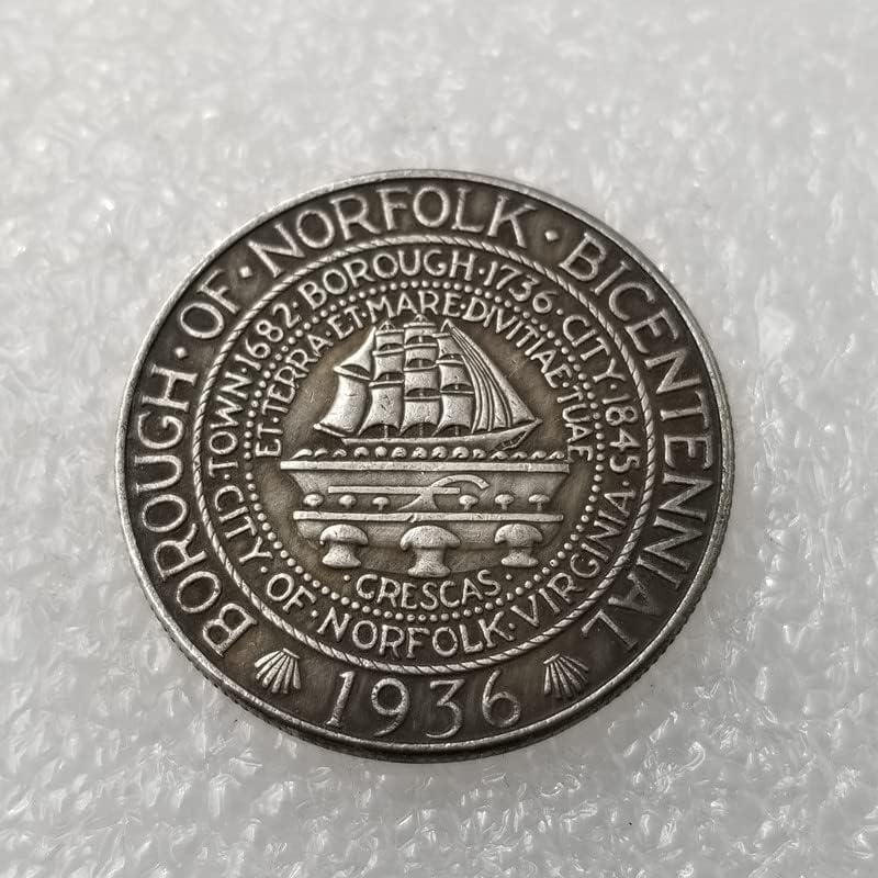 Antikni zanat 1936. Komemorativni novčić polu srebrni dolar srebrni okrugli ravni strani kovanice Antique kolekcija 52