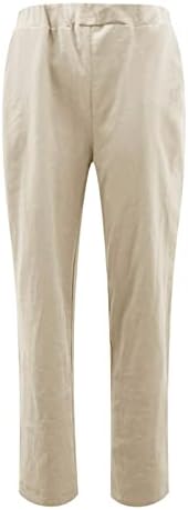 Pamučne lanene hlače ženske ljetne Ležerne hlače s džepovima, labave, na vezicama, jednobojne, rastezljive, udobne hlače za plažu visokog