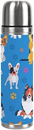 Vantaso boca s vodom izolirana slatka psa štenaca životinja plavi dvostruki zid vakuum tikvica šalica 500 ml 17 oz za sportski planinarenje