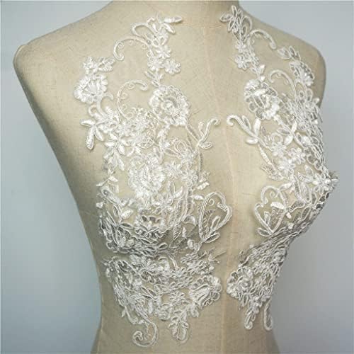 Lsdjgdde 2pcs bijeli cvjetovi vjenčani Applikvi vezeni čipkasta mreža od tkanine za ovratnik šivanje flastera za mladenku večernja