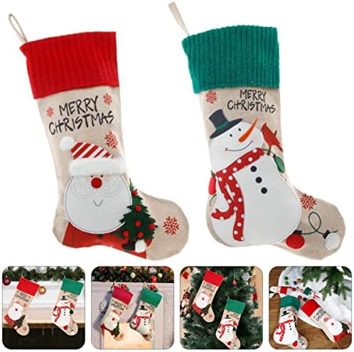 Držač za božićne zabave viseće vrećice za posuđe Djed Mraz čarapa ukrašena vezom ukras čarapa poklon uzorci Klausa torba za obiteljske