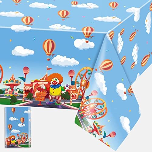 Domgoge cirkuski stolnjak karneval karneval tematski stol krpa krpa clown lav ferris uzorak kotača za jednokratnu upotrebu vodootpornog