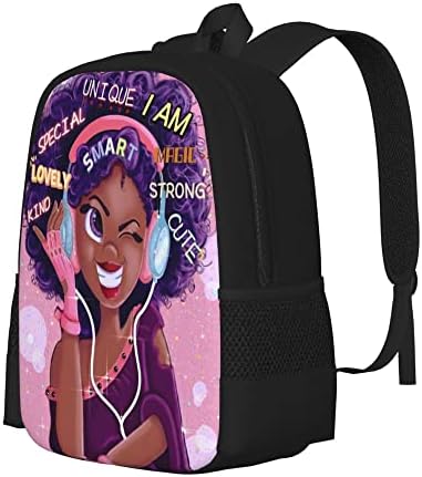 Afro crni ruksak za djevojčice ruksak za prijenosno računalo Afrička torba za knjige za mlade žene školske djece ured 17 inča