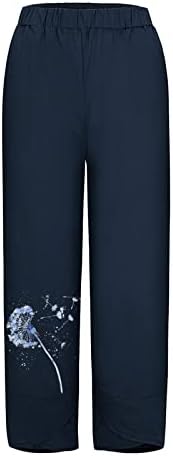 Pametne hlače za žene 2023., ženske lagane lanene Capri hlače s džepovima, skraćene ljetne hlače širokog kroja