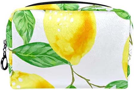 TBOUOBT Pokloni za muškarce Žene šminke Torbe toaletne torbice Male kozmetičke torbe, akvarelni limunov cvijet voće