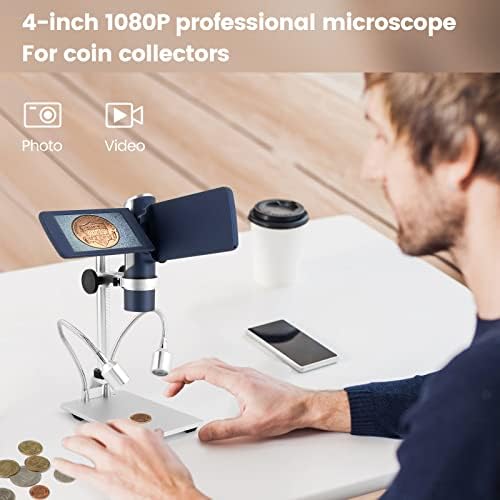 Digitalni mikroskop za prikupljanje novčića s greškom s metalnim postoljem, prijenosni mikroskop za djecu i odrasle, LCD zaslon od