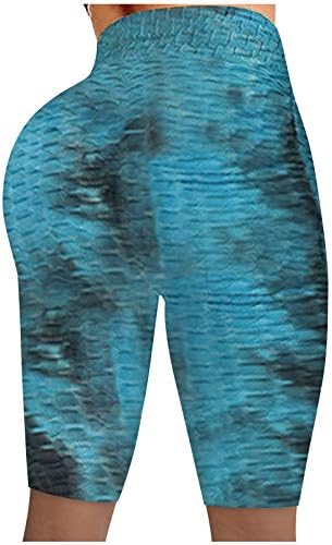 ; Ženske teksturirane vanjske biciklističke višebojne rastezljive joga kratke hlače srednjeg struka tajice za trčanje biciklističke