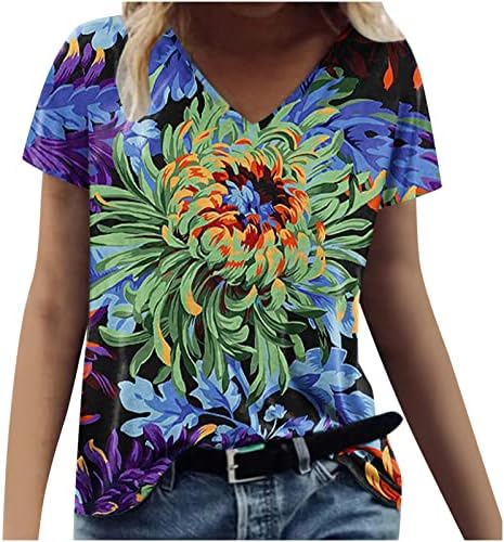 Košulje za ženske, ženske ljetne majice cvjetna tiskana ležerna bluza majica kratkih rukava ženske vrhove