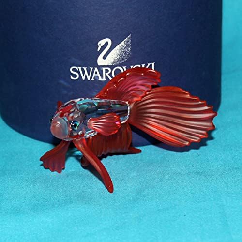 Swarovski kristalna figurica, sijamske borbene ribe crvene boje