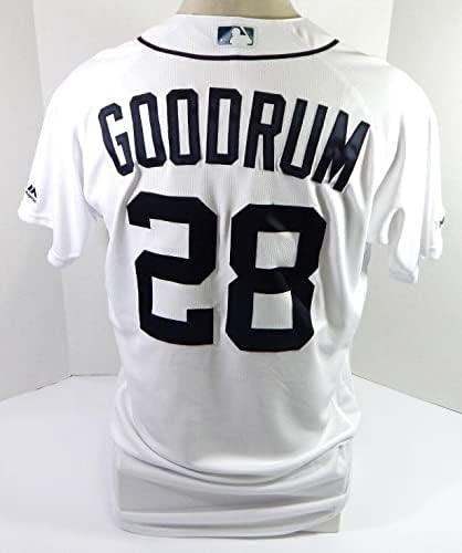 2019 Detroit Tigers Niko Goodrum 28 Igra izdana White Jersey MLB 150 Patch 42 3 - Igra korištena MLB dresova