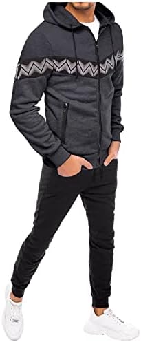 Muška dvodijelna set set jakna hlača odijelo prugaste šavove na patentni zatvarač kapuljača kapuljača kapuljača za muškarce