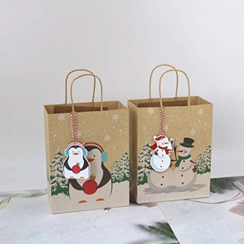 ; 24pcs božićne torbe s kvadratnim dnom izrađene od visokokvalitetnog kraft papira papirnate vrećice poklon vrećica za zabavu