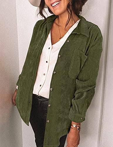Saslax ženska košulja corduroy košulja duga rukava Preveliki gumb Up v vratne bluze vrhovi labava jakna