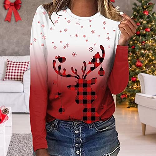 Anniya Zimske košulje za žene kaputa za vrat božićni print pulover ležerno plus ženska jesenska odjeća