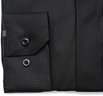 Košulja svećenstva Dugi rukavi non Iron - Klasično uklapanje u crnu boju