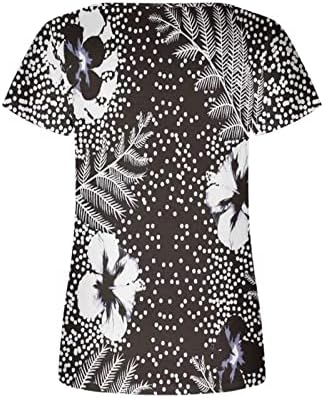 Labava fit majica žena kratki rukav 2023 duboki v kvadratni vrat pamučni cvjetni grafički salon gornje košulje za djevojčice l9