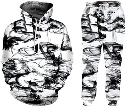 2 komada postavlja tracksuit muškarce Artistic Smoke Ink Skijanje kapuljača s kapuljačom+hlače pulover hoodie odijelo za sportsku odjeću