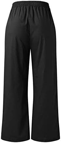 Ljetne hlače Capri za žene ženske povremene čvrste hlače Elastični struk udobne hlače s džepovima