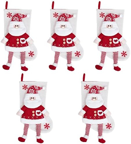 Prilagođena čarapa čarape Djed Mraz + prilagođena viseća snježna pahulja Mraz Svečana pletena Torbica za pohranu čarapa čarape božićna