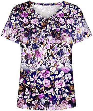 Ženske ljetne bluze ležerni cvjetni Print Kratkih rukava i dekoltea u obliku slova u, široke udobne udobne Ležerne majice, labavi vrhovi