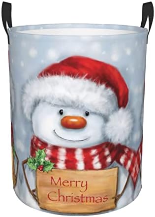 Sretan Božić tiskani snjegović velika košara za rublje s ručkom sklopiva vodootporna košara za rublje za spavaću sobu kupaonice srednje