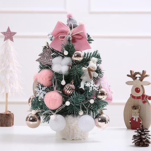 DIY Mini božićno drvce, 19,7inch mini božićno drvce s LED gudačkim svjetlima za božićni dekor DIY ukrasi za božićno drvce, viseći ukrasi