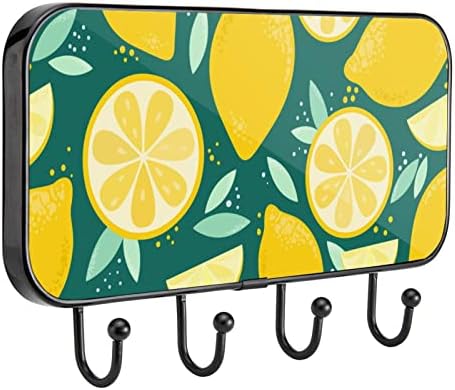 Vioqxi zidni nosač kaputa s 4 kuke, biljka voćnog limuna biljka za samo ljepljivu kuku za viseću odjeću, ključeve, ručnike, vrećicu,