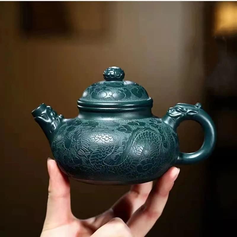 Walnuta ljubičasta glina čajnika ručno izrađena zmaja uzorka čaj lonac sirova ruda tamnozeleni blato čaj za čaj Zisha